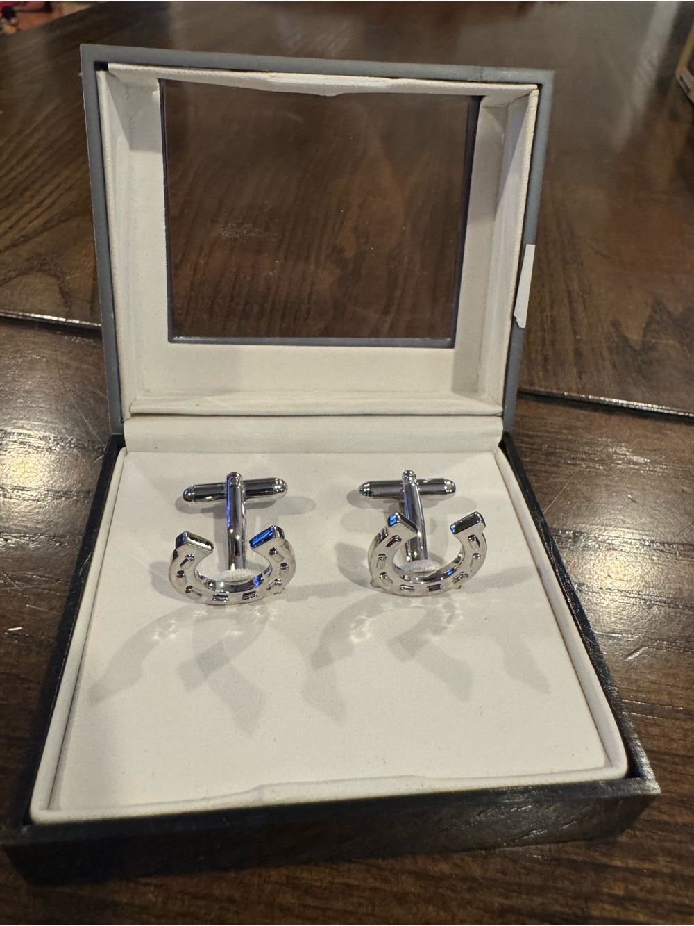 Geoffrey Beene Silver Horseshoe Cuff Links
